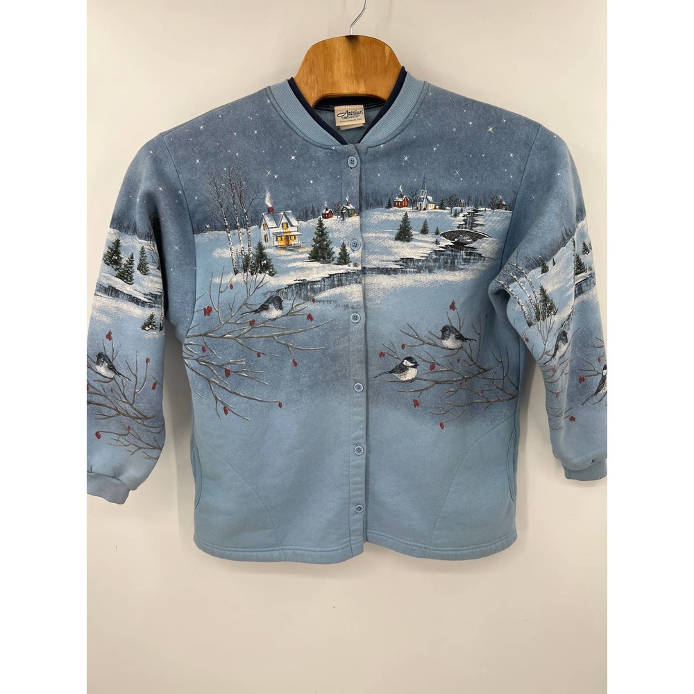 Vintage Artisans USA made Grandma winter sweat shirt cardigan size XL